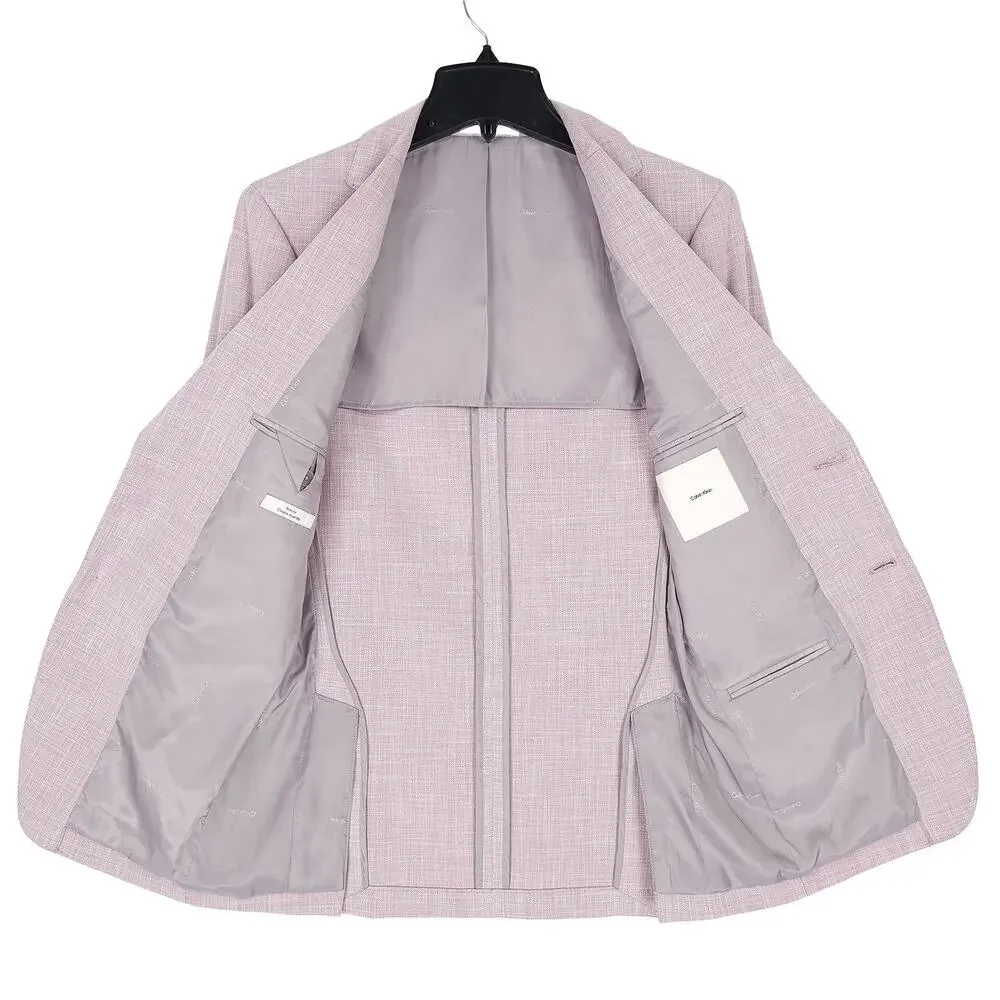 Calvin Klein Mens Slim Fit Sport Coat Blazer 34R Light Pink Solid Stretch NWT